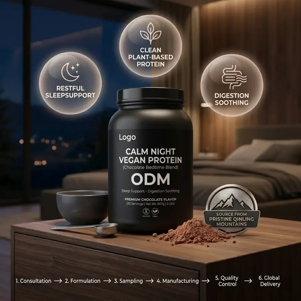 Non-GMO Organic Calm Night Protein Adult Powder Sleep Support Digestion Soothing Antioxidant Chocolate Bedtime Nutrition - 产品图片 1