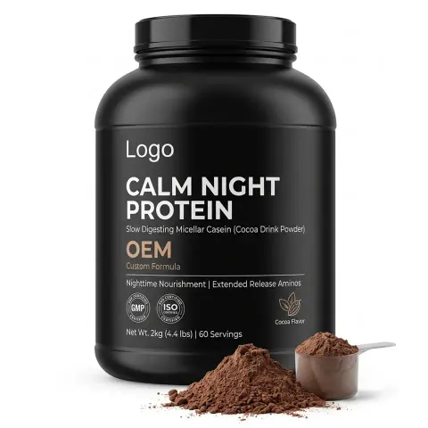 GMP ISO Certified Bulk Calm Night Protein Custom Formula Slow Digesting Micellar Casein Nighttime Nourishment Cocoa Drink Powder