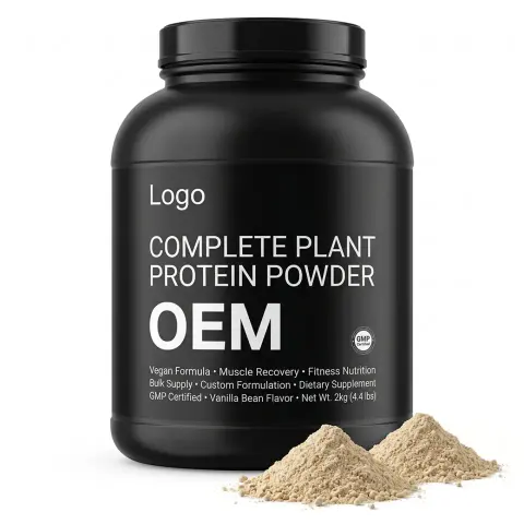 GMP Certified OEM Complete Plant Protein Powder Vegan Muscle Recovery Fitness Nutrition Custom Formula Bulk Adults Children
