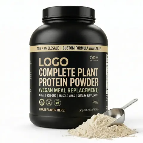 ODM Halal Non-GMO Organic Complete Plant Protein Powder Digestive Enzymes Antioxidant Custom Flavor Meal Replacement Muscle Mass