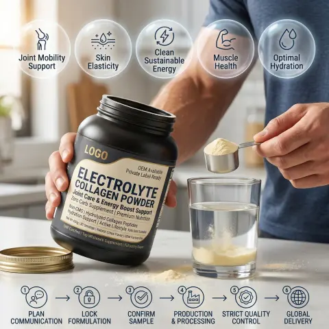 Non GMO ODM Factory Electrolyte Collagen Powder Beauty Joint Care Energy Boost Zero Carb Citrus Taste Premium Nutrition High
