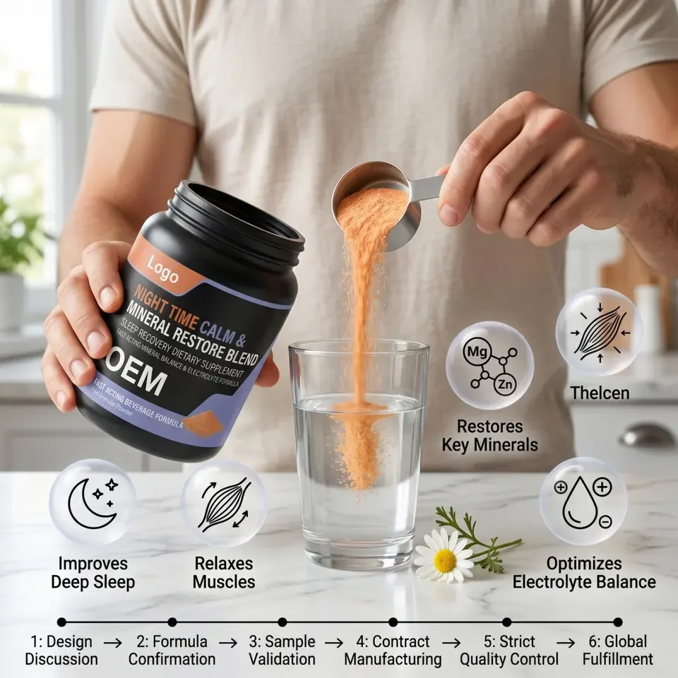 B2B OEM ODM Adult Antioxidant Night Time Calm Restore Mineral Balance Fast Acting Dietary Supplement Sleep Recovery Electrolyte - 产品图片 2