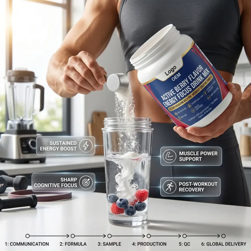 ISO OEM Private Label 99.9% Pure Halal/Kosher Certified Flexible MOQ Creatine Monohydrate 200 Mesh Instantized Powder Sports - 产品图片 1