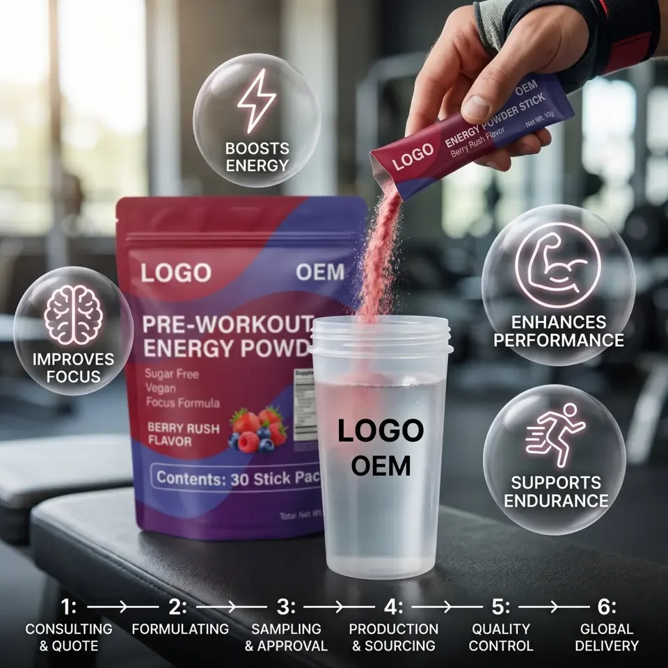 HACCP GMP OEM Custom Formula Sugar Free Antioxidant Energy Focus Pre Workout Muscle Mass Wholesale Private Label Vegan Adult - 产品图片 1
