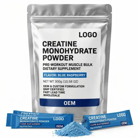 GMP Vegan OEM Custom Flavored Creatine Monohydrate Powder Antioxidant Adult Fast Lead Time Wholesale Pre Workout Muscle Bulk