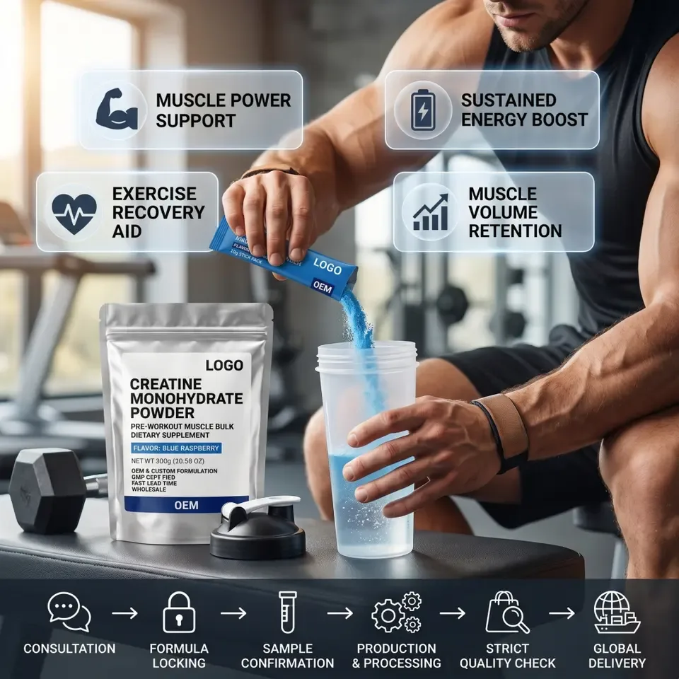 GMP Vegan OEM Custom Flavored Creatine Monohydrate Powder Antioxidant Adult Fast Lead Time Wholesale Pre Workout Muscle Bulk - 产品图片 2