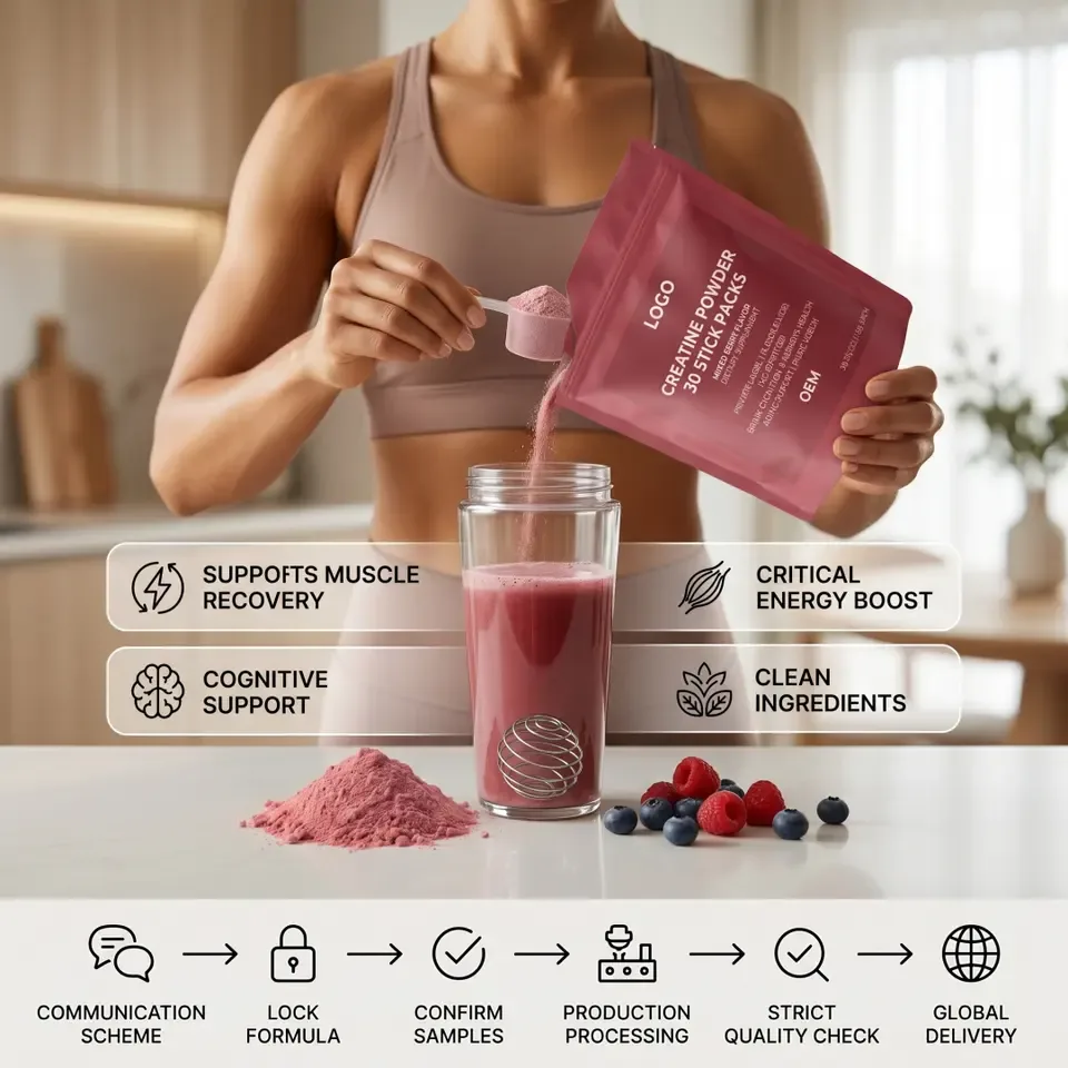 ISO Private Label Flexible MOQ Flavored Creatine Powder Brain Cognition Women Adult Health Aging Support Pure Vegan Dietary - 产品图片 1