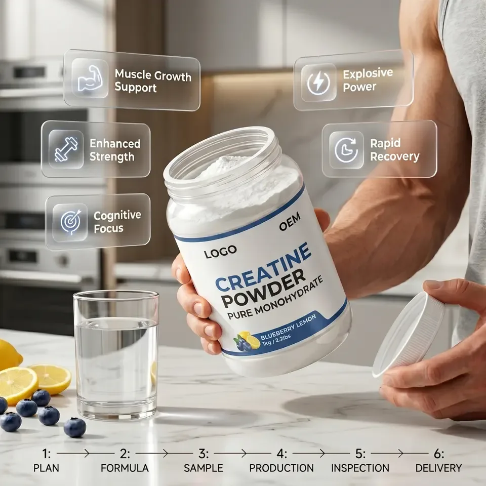 Halal Factory Direct Focus Balance Creatine Powder Pure Formula Antioxidant Cognitive Support Adult Gym Bodybuilding Bulk Sports - 产品图片 2