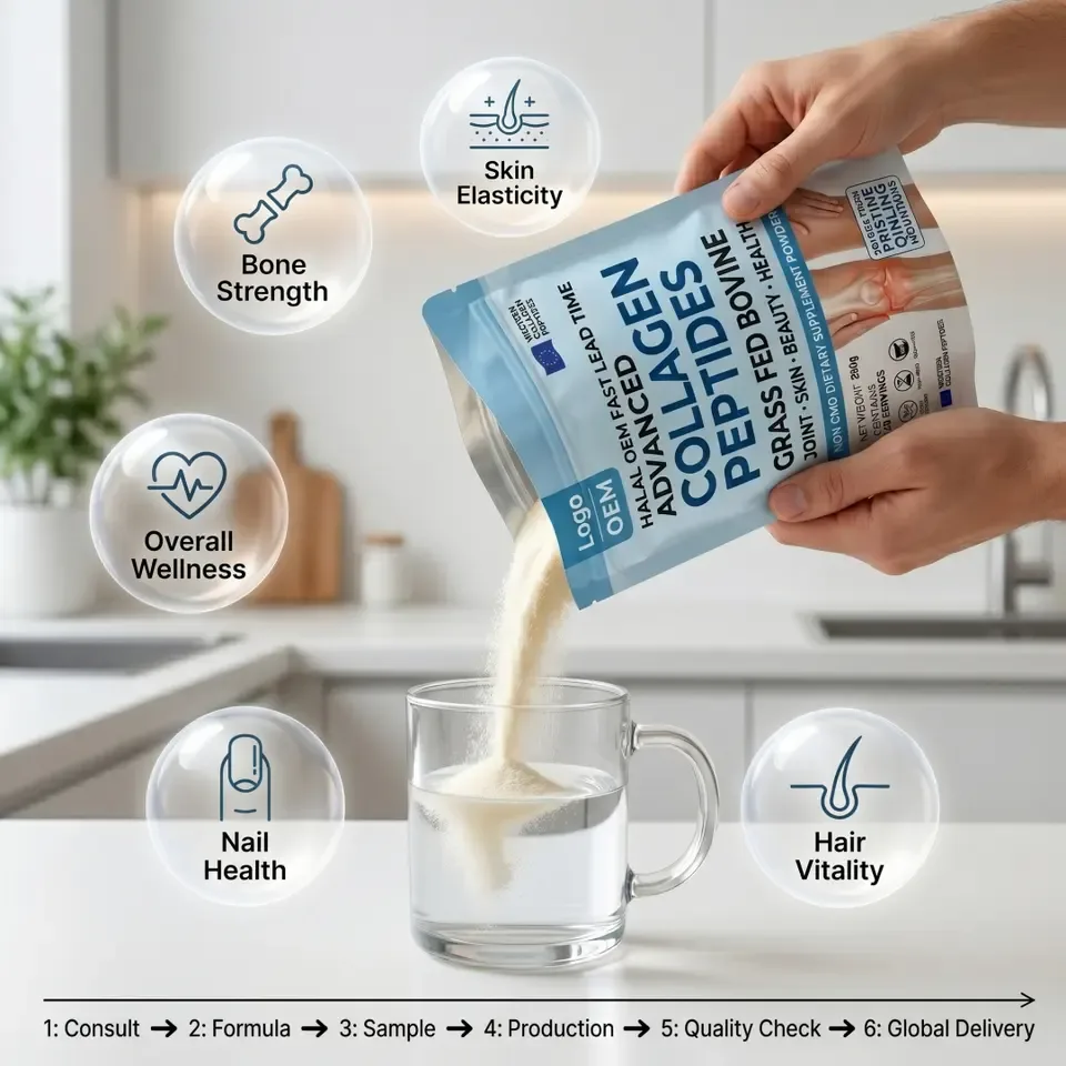 Halal OEM Fast Lead Time Advanced Collagen Peptides Grass Fed Bovine Joint Skin Beauty Health Non GMO Dietary Supplement Powder - 产品图片 2
