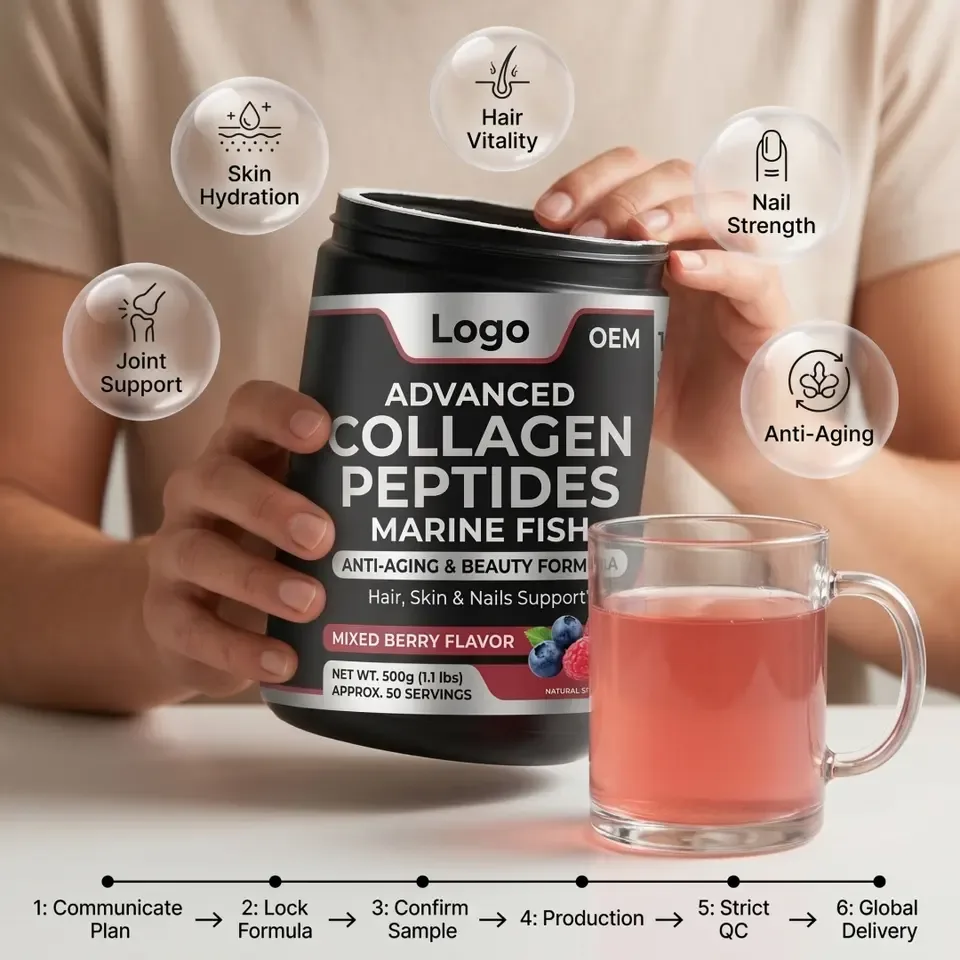 ISO ODM Flexible MOQ Advanced Collagen Peptides Marine Fish Anti Aging Hair Nails Custom Formula Mixed Berry Teenagers Adults - 产品图片 2