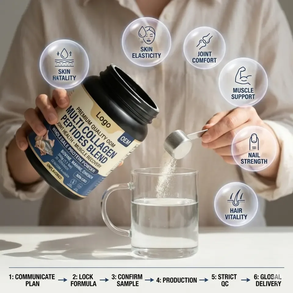 Premium Quality ODM Bovine Marine Multi Collagen Peptides Blend Joint Health Muscle Recovery Wholesale Protein Adult Teenagers - 产品图片 2