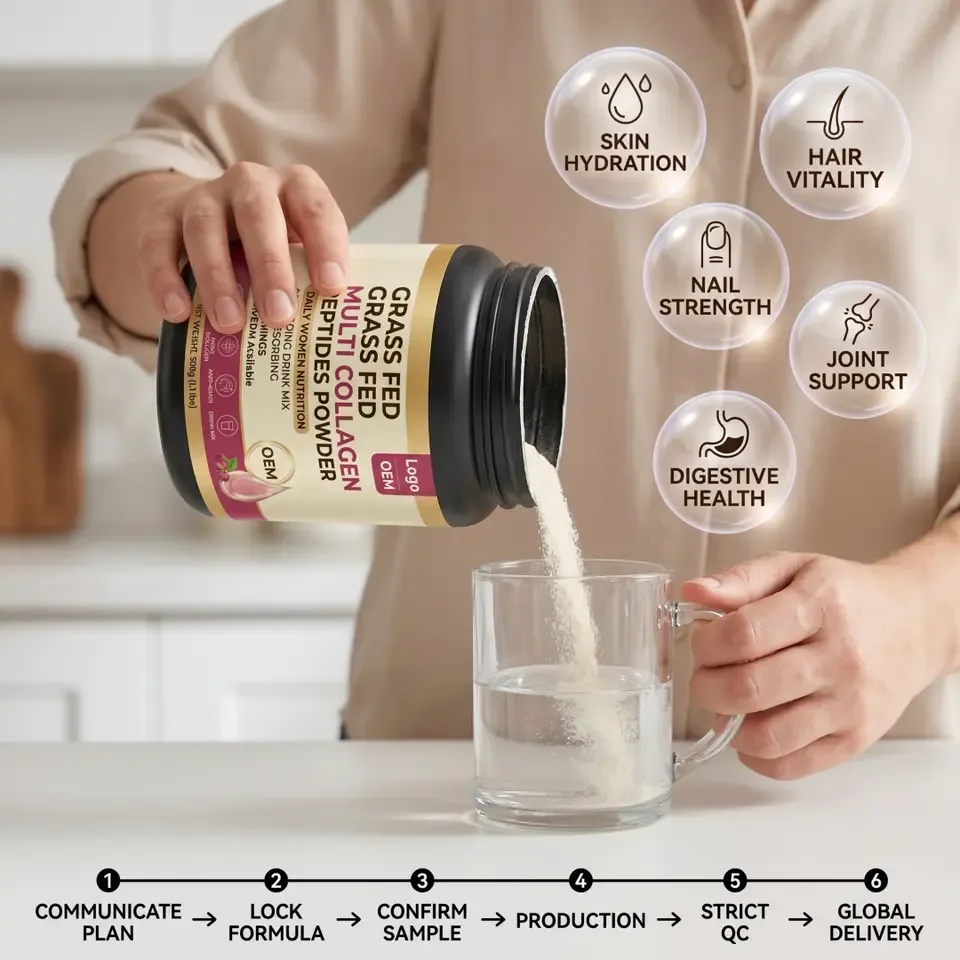 Fast Lead Time Private Label Grass Fed Multi Collagen Daily Women Nutrition Anti Aging Custom Flavor Drink Mix Peptides Powder - 产品图片 2