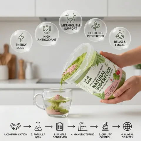 ISO Halal Organic Vegan Adult Private Label Flexible MOQ Strawberry Flavored Baking Latte Smoothies Natural Superfood Factory
