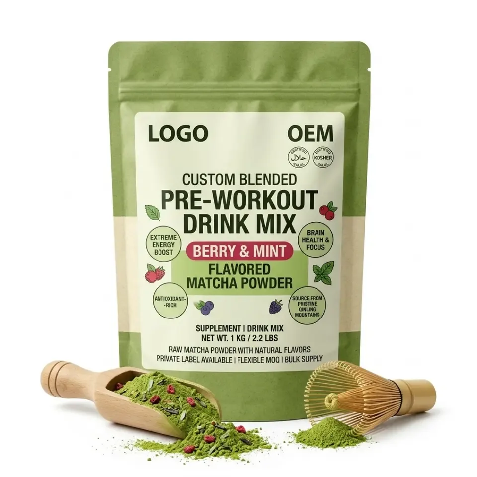 Halal Kosher Organic OEM Custom Blend Flavored Non-GMO Dairy-Free Matcha Powder Premium Adult Pre Workout Energy Supplement - 产品图片 1