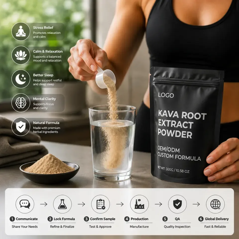 Premium Pure Fast Lead Time Custom Formula Natural Mood Support Management Wholesale Bulk Kava Root Extract Powder - 产品图片 2