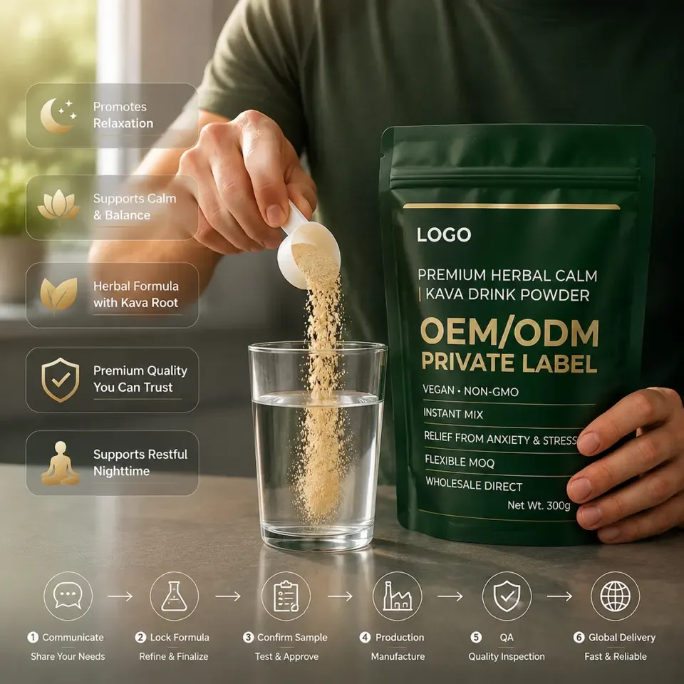 Vegan Non-GMO Wholesale Flexible MOQ Premium Herbal Calm Stress Relief Antioxidant Immune Support Instant Mix Private Label Kava - 产品图片 2