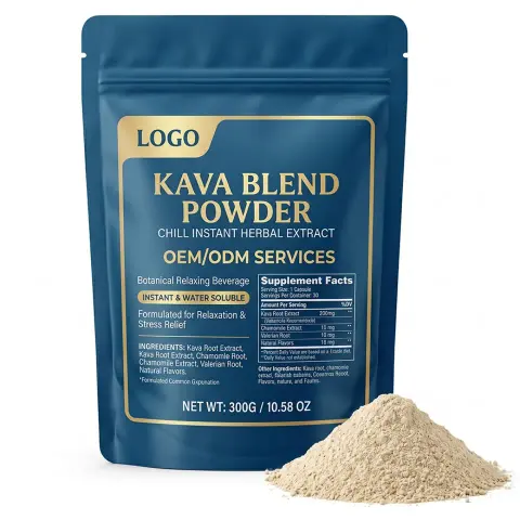 Factory Direct Instant Water Soluble OEM Private Label Botanical Relaxing Herbal Extract KavaBlend Powder for Adults Antioxidant