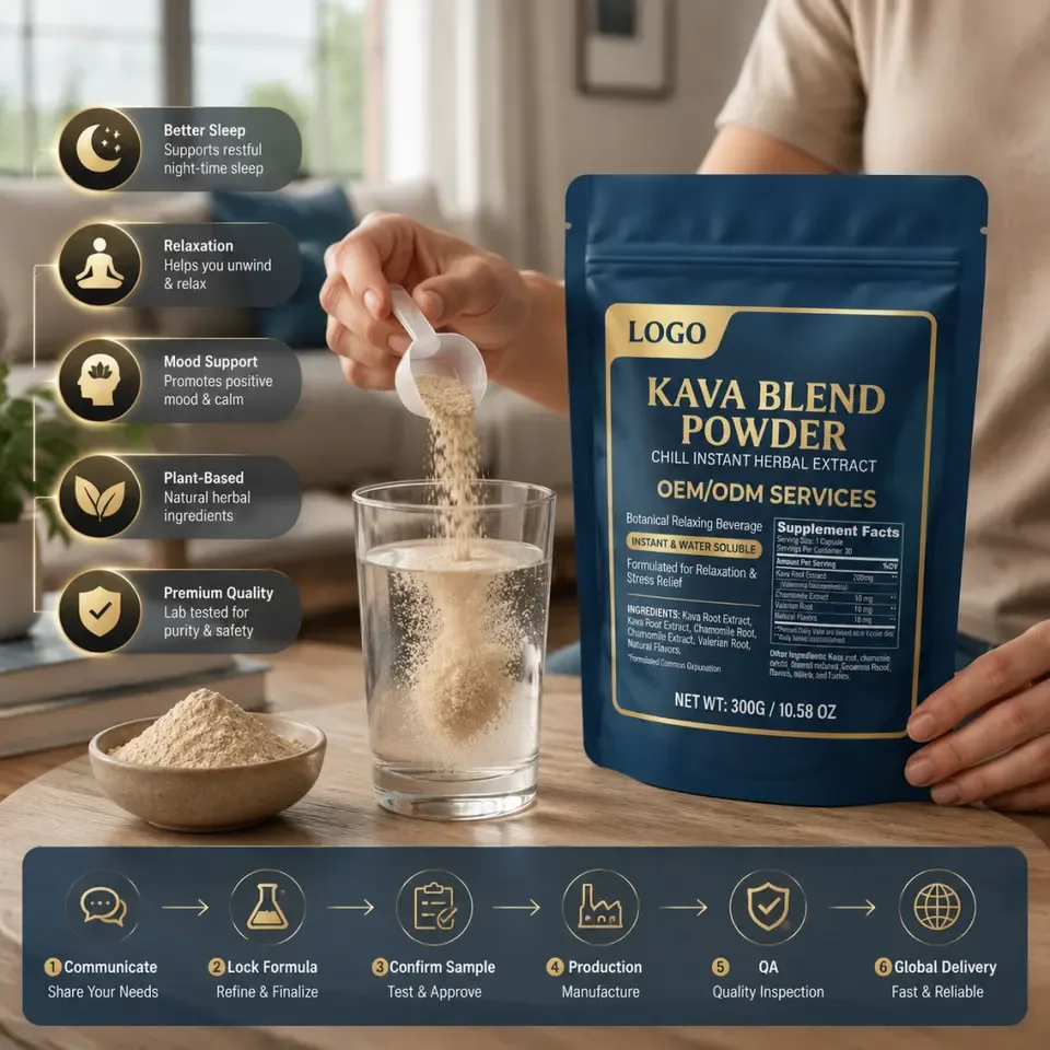 Factory Direct Instant Water Soluble OEM Private Label Botanical Relaxing Herbal Extract KavaBlend Powder for Adults Antioxidant - 产品图片 2