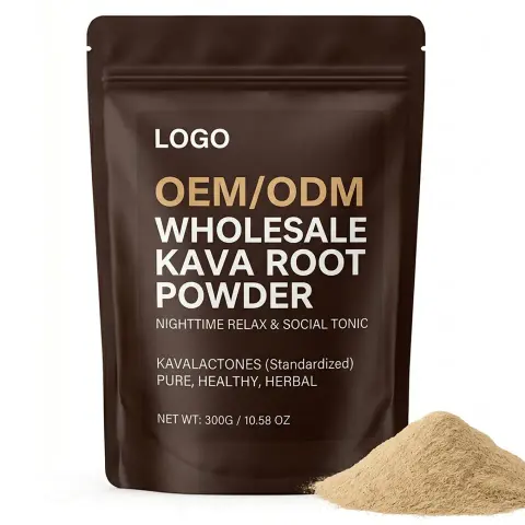 Flexible MOQ ISO Certified OEM ODM Healthy Herbal Nighttime Relax Social Tonic Antioxidant Pure Kavalactones Kava Root Powder