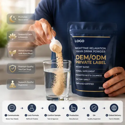 GMP ISO Certified Food Vacuum Packed Factory Direct Custom Natural Relaxation Nighttime Instant Blend OEM Private Label Kava
