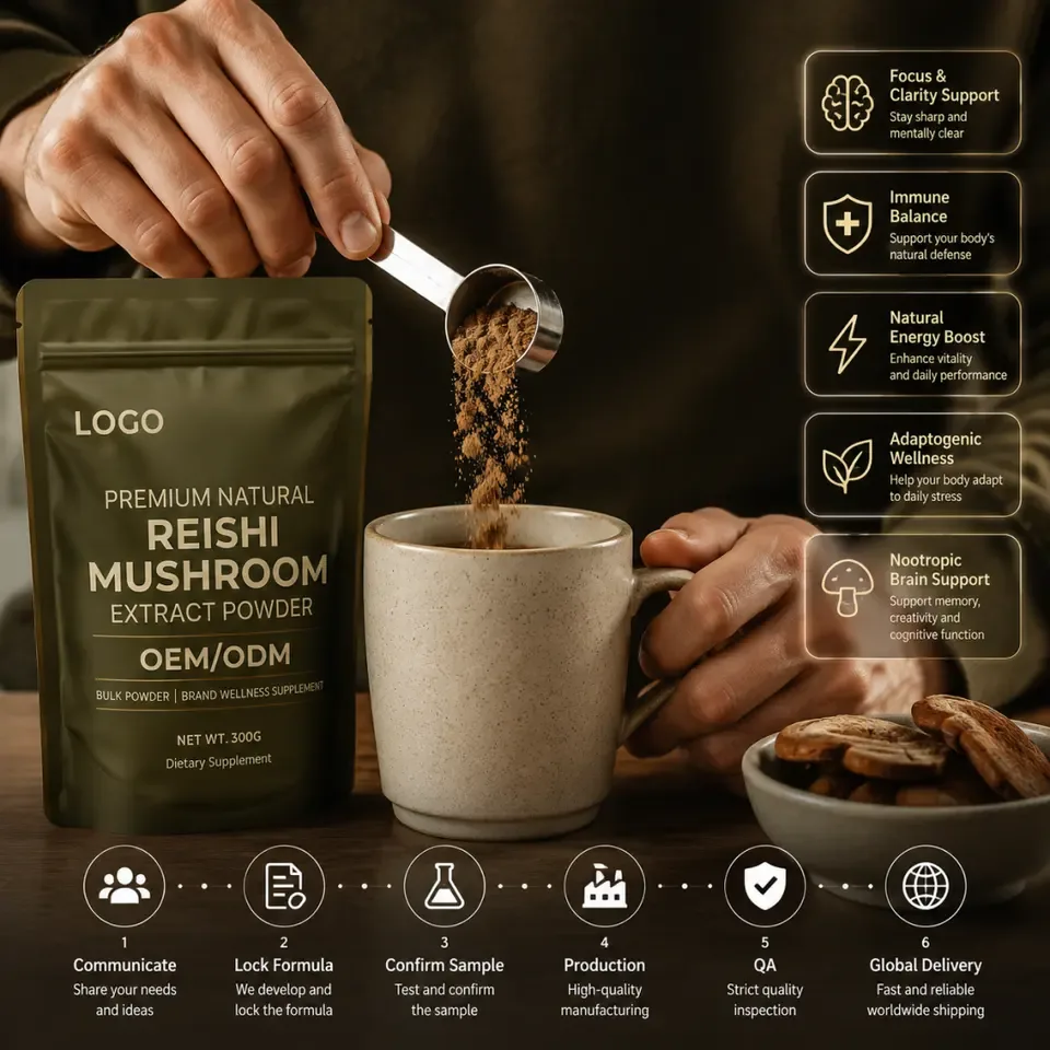 Flexible MOQ Fast Lead Time Premium Natural Reishi Mushroom Extract Bulk Powder OEM ODM Antioxidant Organic Wellness Adult - 产品图片 2