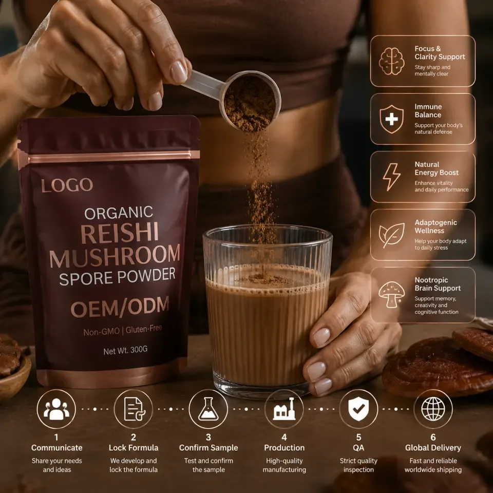Non-GMO Gluten-Free Organic Reishi Mushroom Extract Sport Powder Antioxidant Benefits Immune Support Energy Management Adults - 产品图片 2