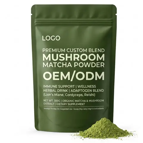 Premium Quality OEM Custom Blend Mushroom Matcha Powder Private Label Organic Antioxidant Immune Support Clean Energy Adult