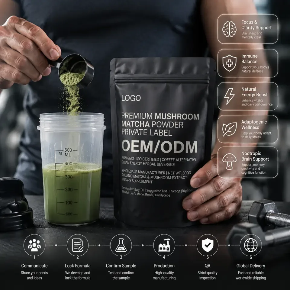 Non-GMO Organic Mushroom Matcha Powder ISO Certified Private Label Coffee Alternative Antioxidant Clean Energy Herbal Beverage - 产品图片 2