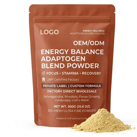 GMP Certified Private Label Adult Energy Balance Adaptogen Blend Powder Vegan Factory Direct Wholesale Focus Stamina Custom