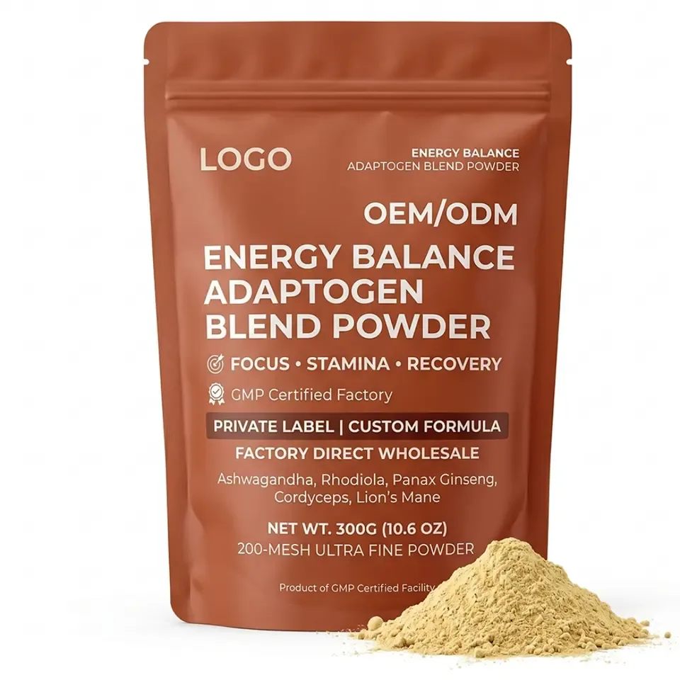 GMP Certified Private Label Adult Energy Balance Adaptogen Blend Powder Vegan Factory Direct Wholesale Focus Stamina Custom - 产品图片 1