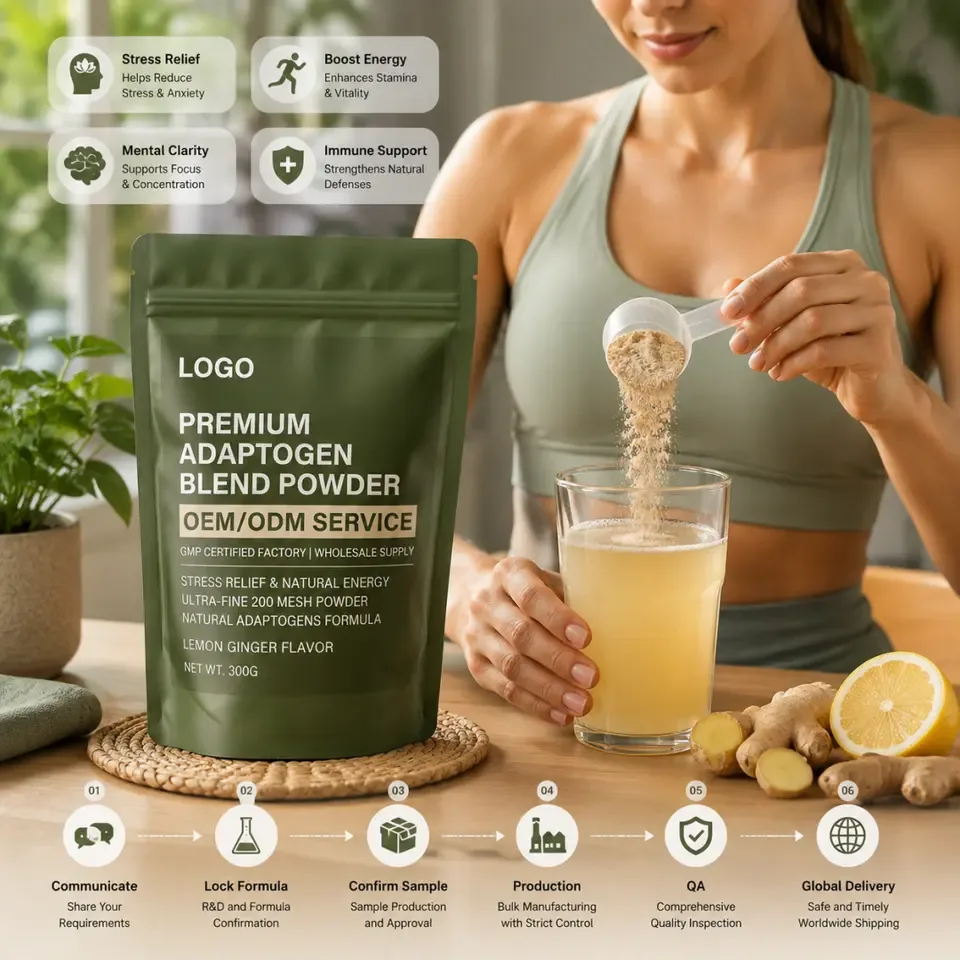 GMP Certified Factory Adaptogen Blend Powder Wholesale Premium Stress Relief Antioxidant Natural Energy Custom Formula OEM Adult - 产品图片 2