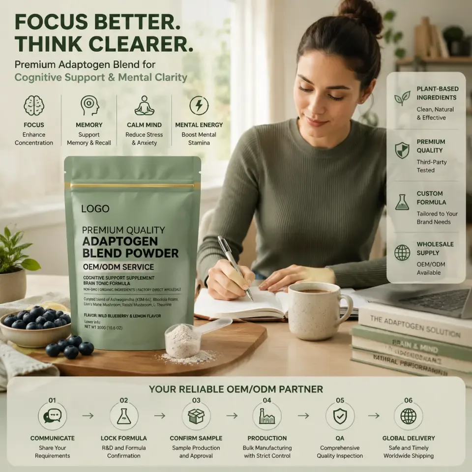 Premium Quality Bulk Energy Balance Adaptogen Blend Powder Wholesale ISO HACCP Custom Formula Mental Clarity Performance Adult - 产品图片 2