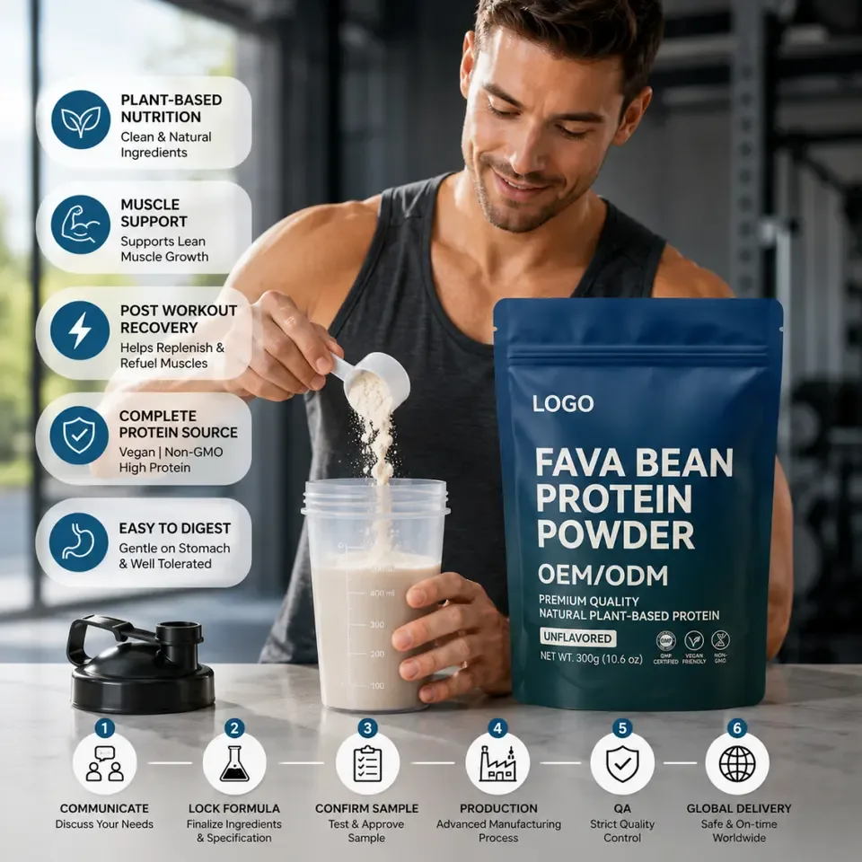 GMP Certified Factory Direct Fava Bean Protein Powder Premium Quality Wholesale Bulk Plant Based Vegan Non-GMO OEM ODM Adult - 产品图片 2