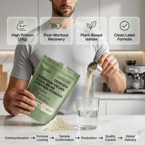 Premium Vegan Fava Bean Protein Powder Private Label Service Custom Formula Clean Label Bulk Supply ISO HACCP Fast Lead Time