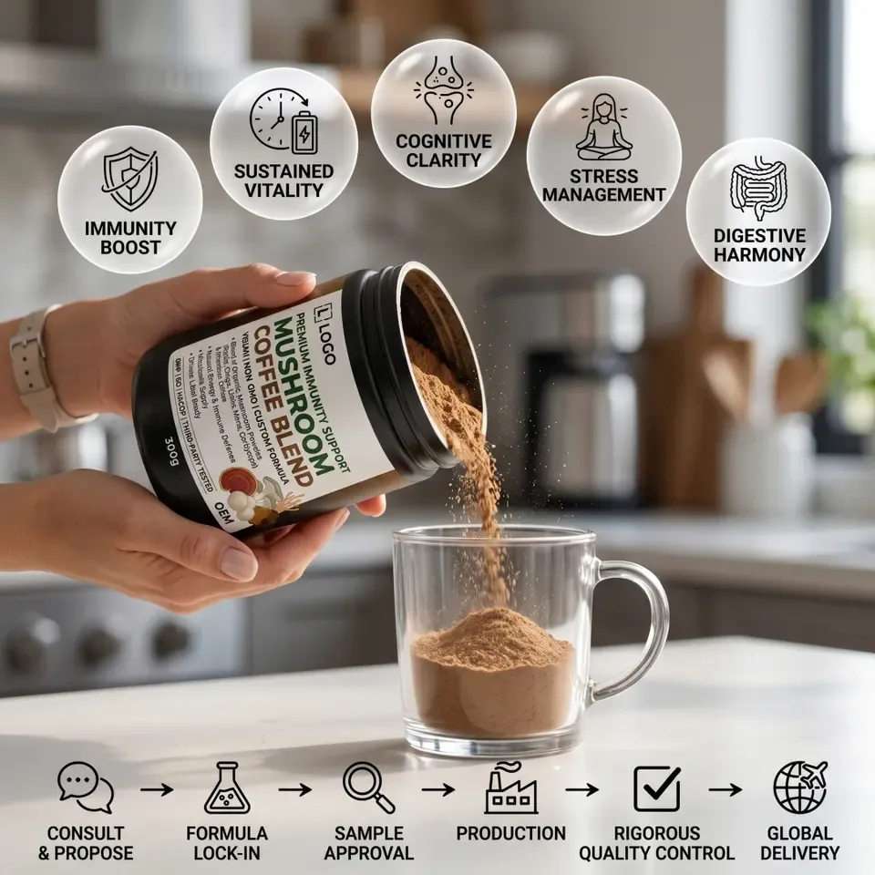 Vegan Non GMO Private Label Custom Formula Premium Quality Immunity Support Beauty Products Beverage Wholesale Blend Mushroom - 产品图片 2