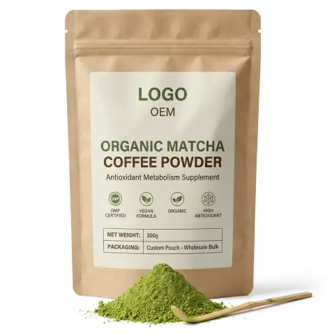 GMP Certified Vegan Adult Private Label Organic Matcha Coffee Powder Wholesale Antioxidant Metabolism Immune Support Supplement
