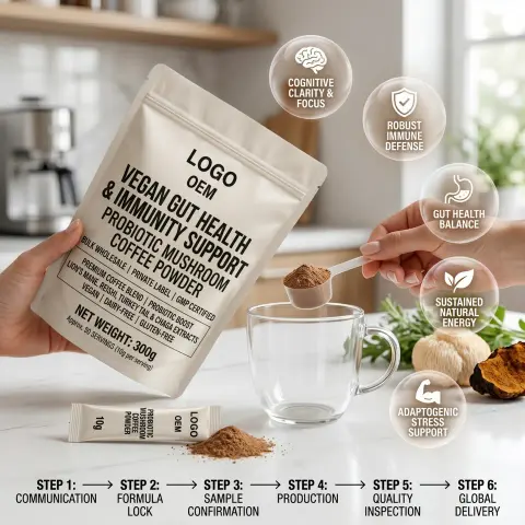 GMP Certified Factory Direct Vegan Gut Health Immunity Support Bulk Wholesale Private Label Collagen Coffee Powder Keto-Friendly