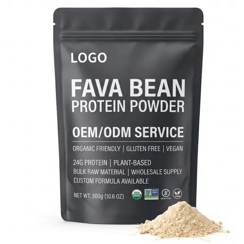 Flexible MOQ Adult Fava Bean Protein Powder Wholesale Supplier Organic Friendly Gluten Free Bulk Raw Material Custom Packaging