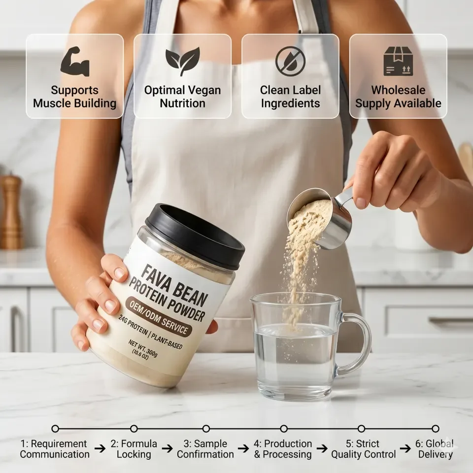 Flexible MOQ Adult Fava Bean Protein Powder Wholesale Supplier Organic Friendly Gluten Free Bulk Raw Material Custom Packaging - 产品图片 2