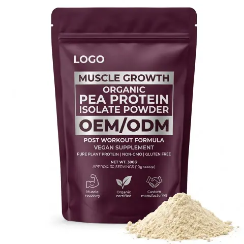 Muscle Growth Organic Pea Protein Isolate Powder Post Workout Vegan Halal Certified Adult Supplement Bulk Wholesale Private