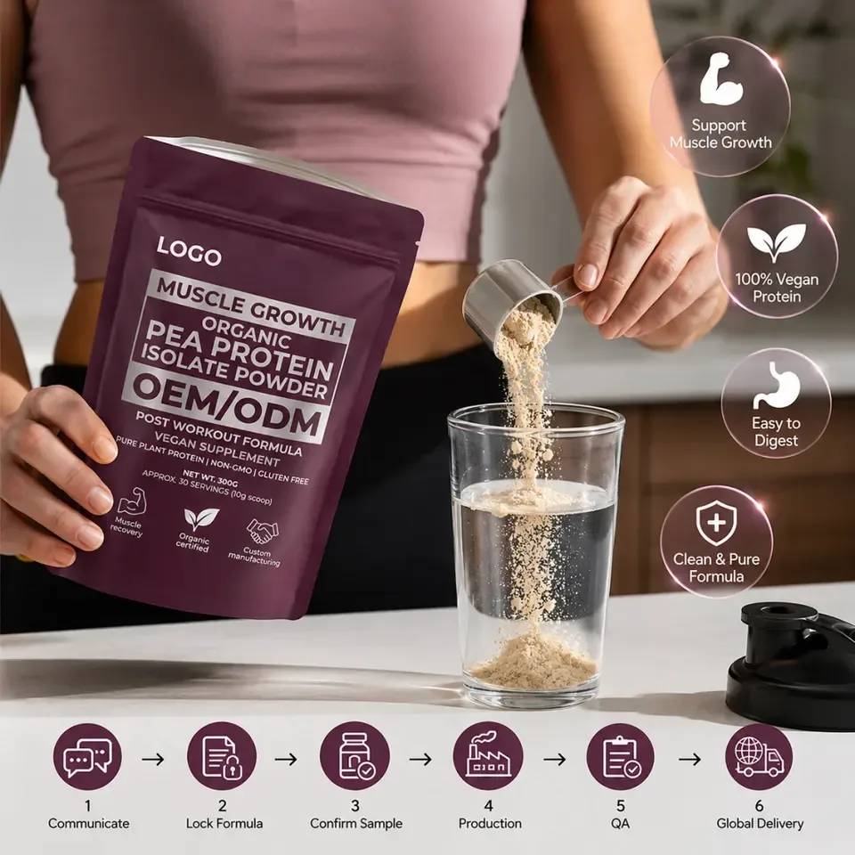 Muscle Growth Organic Pea Protein Isolate Powder Post Workout Vegan Halal Certified Adult Supplement Bulk Wholesale Private - 产品图片 2