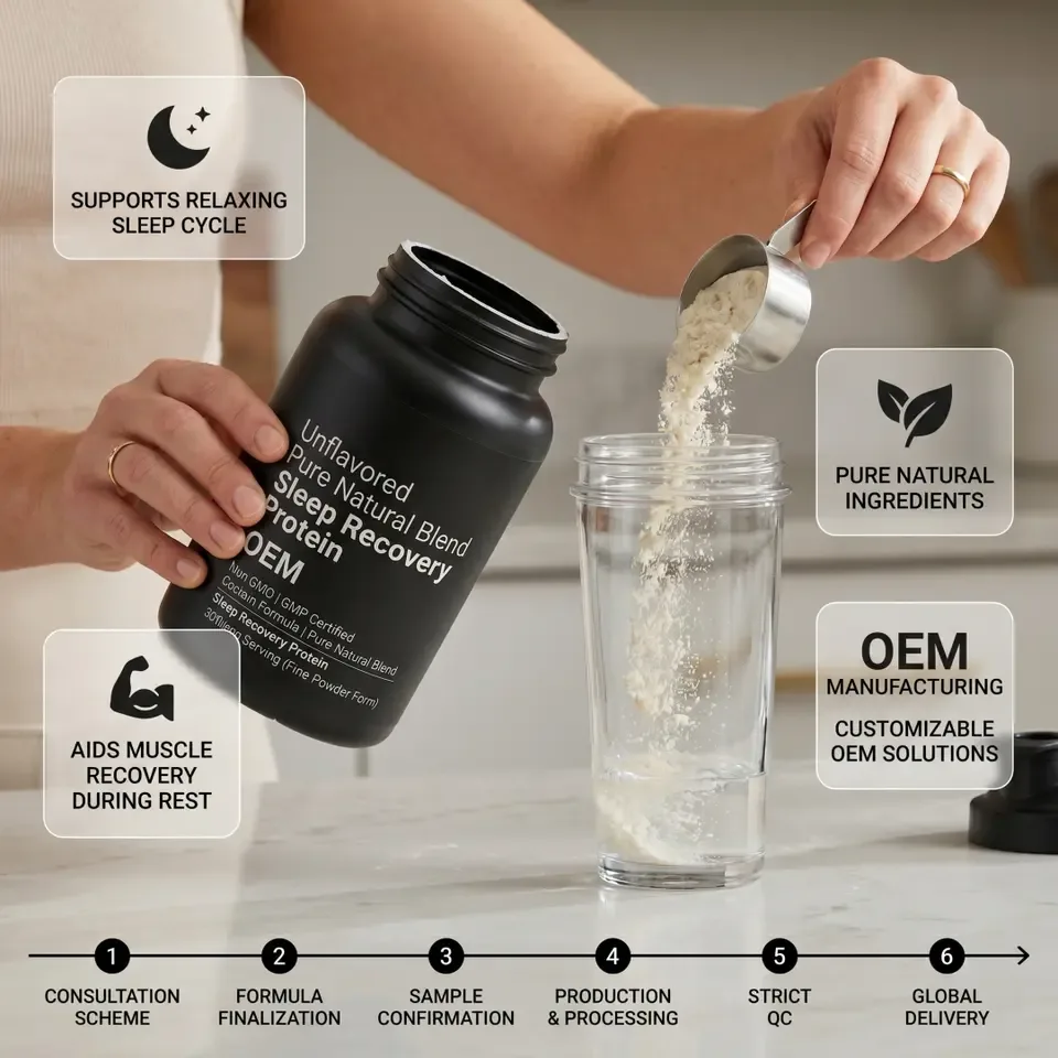 Non-GMO GMP Custom Formula Muscle Growth Support Adult Sleep Protein Powder Unflavored Pure Natural Blend - 产品图片 2