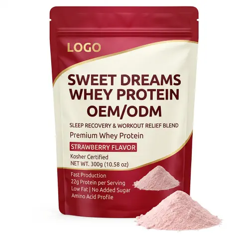 Kosher OEM Fast Production Sweet Dreams Workout Relief Casein Strawberry Flavor Nutrition Powder Sleep Recovery Protein Adult