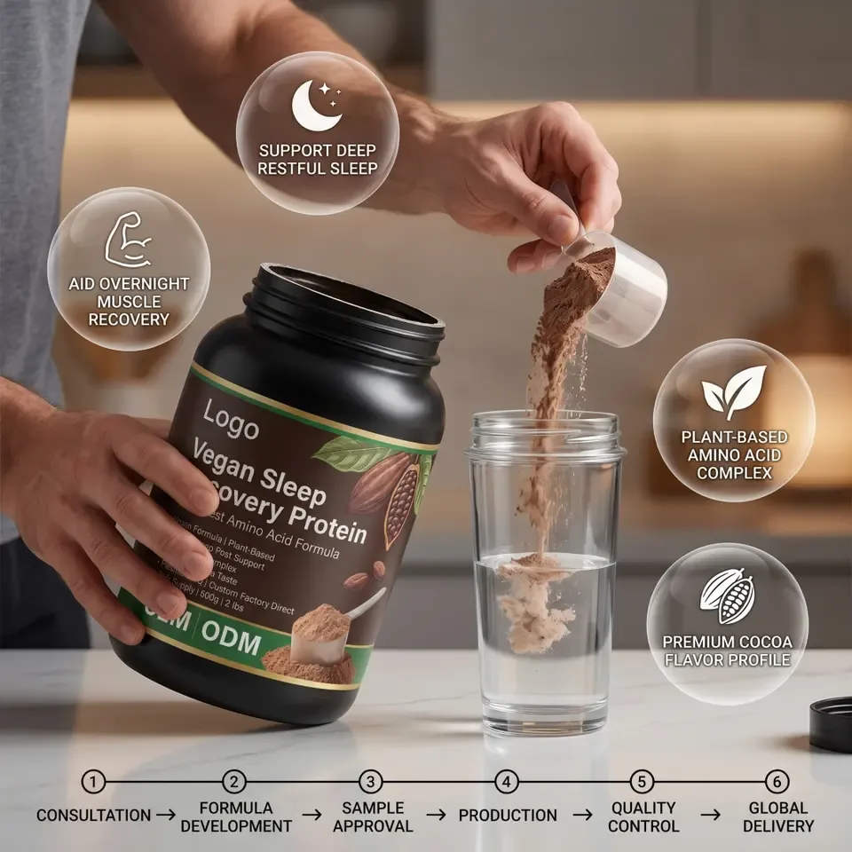 Vegan ODM Flexible MOQ Relax Deep Rest Amino Acid Formula Premium Cocoa Taste Adult Powder Custom Factory Direct Bulk Sleep - 产品图片 2