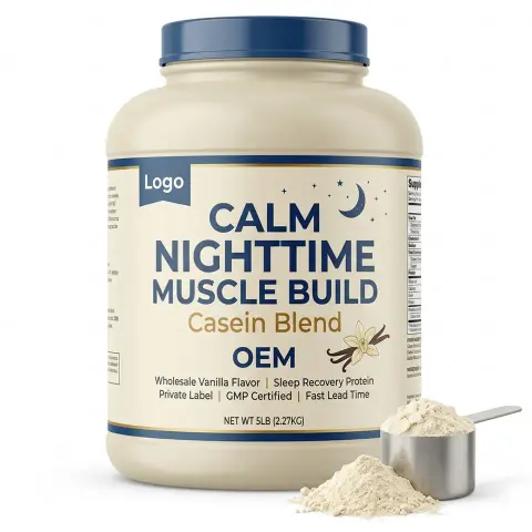 GMP OEM Fast Lead Time Calm Nighttime Muscle Build Casein Blend Wholesale Vanilla Flavor Private Label SleepProtein Adult Powder