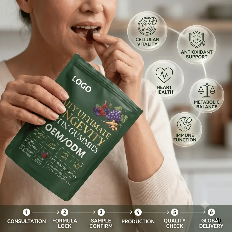 GMP Certified Premium Vegan OEM Custom Longevity Pectin Powder Non GMO Sugar Free Gluten-Free Raw Material Bulk Dietary - 产品图片 2