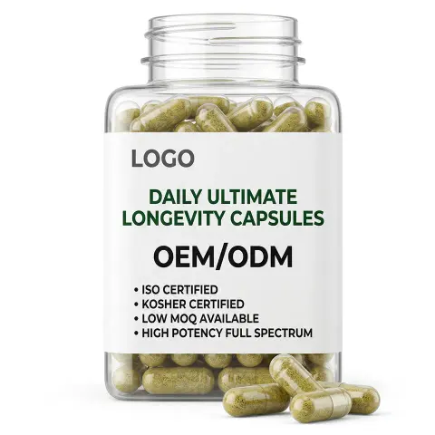 ISO Kosher Low MOQ ODM High Potency Daily Ultimate Longevity Full Spectrum Pure Extract Custom Transparent Shell Adult Powder