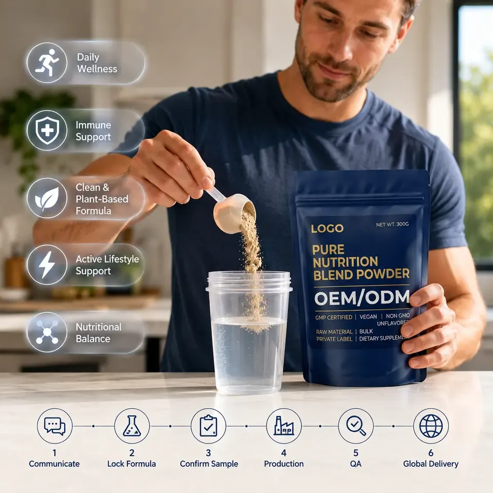 GMP Certified Vegan OEM Custom Pure Nutrition Blend Powder Non-GMO Unflavored Adult Raw Material Bulk Private Label Dietary - 产品图片 2