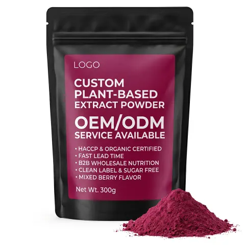 HACCP Organic Fast Lead Time Custom Plant Based Extract Powder Clean Label Sugar Free Mixed Berry Flavor B2B Wholesale Nutrition